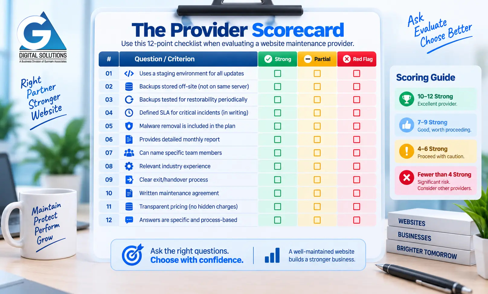 Website Maintenance Provider Scorecard